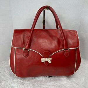 Isaac Mizrahi red handbag with white trimming